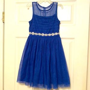 Sequin Hearts Girls sleeveless royal cobalt blue birthday party dress size 8